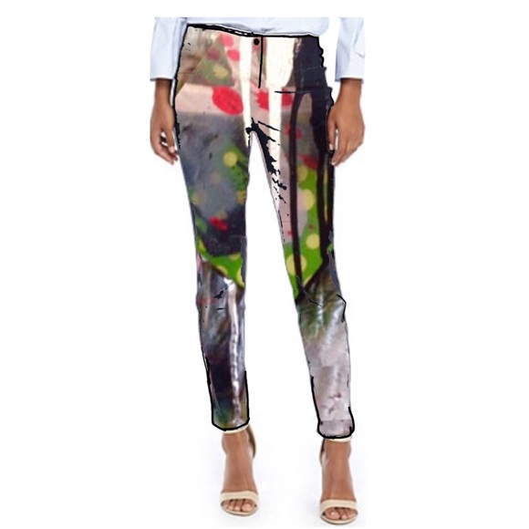 Skinny Stretch Slim Cut Pant ZIP Pocket Art - Picture 1 of 2
